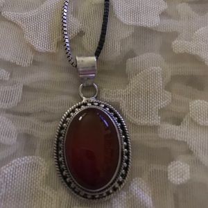 Vintage Amber Sterling silver Choker Necklace